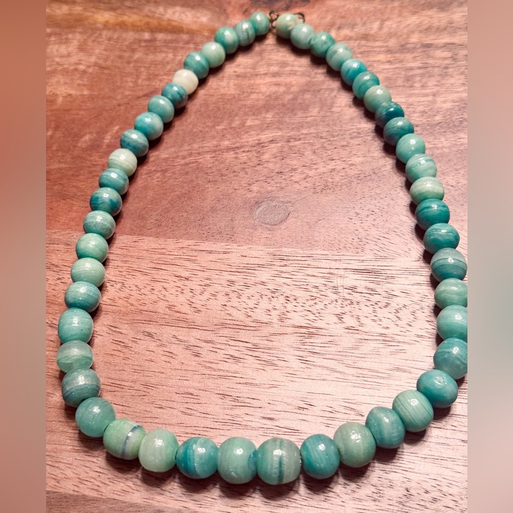 Vintage Natural Russian Amazonite Beaded Necklace 

19”
84.11 grams